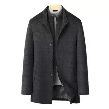 Осенне-зимнее новое мужское шерстяное пальто Тренчкот средней и длинной длины Пальто с хлопковой подкладкой Пальто с отстегивающейся подкладкой Мужское пальто 175