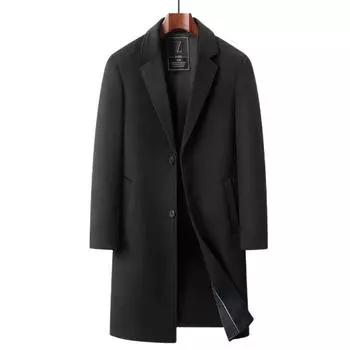 Осенне-зимнее новое мужское шерстяное пальто средней и длинной длины с воротником для делового повседневного ношения из хлопка и утолщенной шерстяной ткани, пальто 170