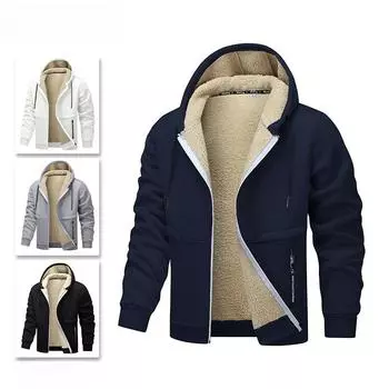 Осенне-зимнее новое пальто из овечьей шерсти, утолщенное пальто, кардиган с капюшоном, европейский размер, повседневный свитер из овечьей шерсти S