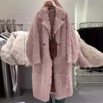Осенне-зимнее новое пальто Xiaoxiangfeng rich daughter средней и длинной толщины из утолщенной теплой розовой шерсти ягненка для женщин S