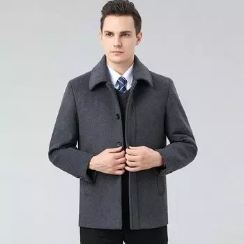 Осенне-зимнее новое шерстяное пальто для мужчин среднего и пожилого возраста, кашемировая шерстяная куртка с лацканами, свободное утолщенное пальто Daddy 165