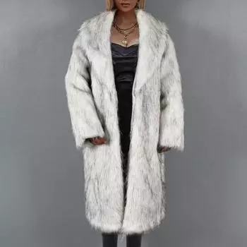 Осенне-зимнее новое женское длинное плюшевое пальто с зеленым фруктовым воротником из искусственного меха 3XL