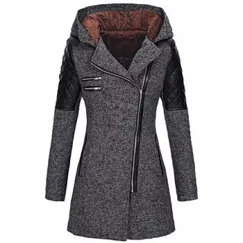 Осенне-зимнее облегающее пальто с капюшоном на талии, женские повседневные пальто, элегантное винтажное модное пальто большого размера S красный