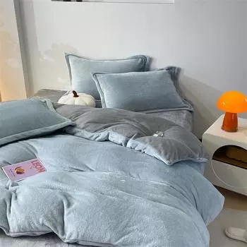 Осенне-зимнее однотонное молочное бархатное одеяло, двухкомпонентное фланелевое одеяло, дополнительный флис и утолщенное теплое постельное белье 220x240 Only 2 pillowcases