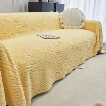 Осенне-зимнее однотонное утолщенное трехмерное замшевое полотенце для дивана, чехол для дивана, чехол для дивана с защитой от кошек, универсальное одеяло, многоцелевое 180*130cm