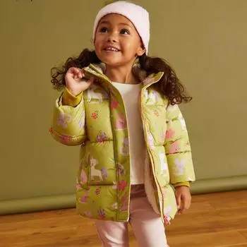 осенне-зимнее пальто для девочек из флиса, утолщенное, с милым мультяшным принтом, детское пальто с капюшоном на молнии, детские зеленые топы 2Y