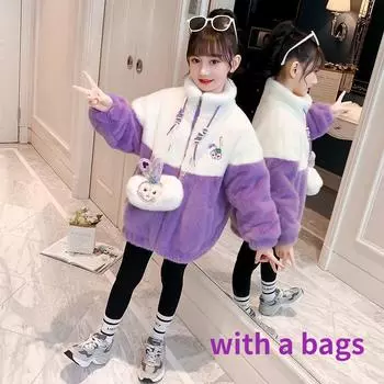 Осенне-зимнее пальто для девочек, утепленная одежда с хлопковой подкладкой, утепленная одежда из хлопка для малышей в корейском стиле 120cm фиолетовый
