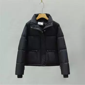 Осенне-зимнее пальто, хлопковое пальто, женское, с воротником-стойкой, парка, короткая куртка, студенческое, утепленное, теплые, свободные пальто M хаки