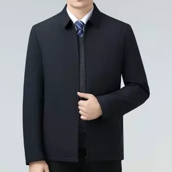 Осенне-зимнее пальто из хлопка с лацканами для мужчин среднего возраста, теплая бархатная повседневная куртка, утолщенная куртка для папы, для руководителей 170