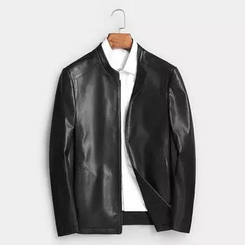 Осенне-зимнее пальто из натуральной кожи, первый слой, куртка из коровьей кожи, мужская деловая двусторонняя короткая куртка из чистой коровьей кожи L чёрный