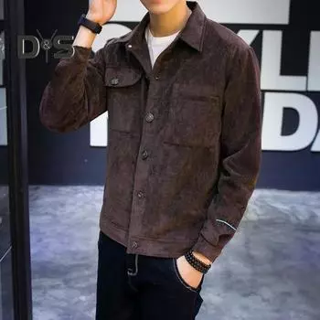 Осенне-зимнее пальто-карго с лацканами, длинными рукавами, однотонная замшевая куртка с карманами, застежкой на пуговицах, мужская повседневная верхняя одежда M хаки