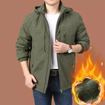 Осенне-зимнее пальто мужское Battlefield New Jacket повседневная спортивная куртка с капюшоном мужская бархатная M хаки