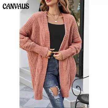 Осенне-зимнее пальто, новый вязаный кардиган с v-образным вырезом, женский свободный и ленивый свитер, женское пальто, плотное
