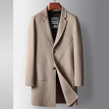 Осенне-зимнее пальто средней и длинной длины с пуховой подкладкой из шерсти, теплое двухстороннее пальто делового покроя 170