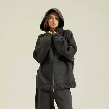 Осенне-зимнее пальто в корейском стиле с капюшоном из шерсти альпаки, шерстяное пальто, женское двухстороннее шерстяное пальто S