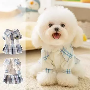 Осенне-зимнее платье для собак в академии для маленьких и средних собак, униформа для собак, одежда для кошек, одежда для щенков XS