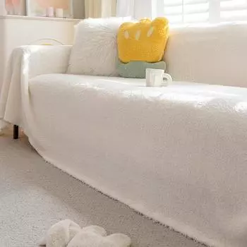 Осенне-зимнее плюшевое полотенце для дивана, утолщенное теплое тканевое покрытие для дивана с защитой от царапин, чехол для дивана в кремовом стиле, все включено 180*130cm