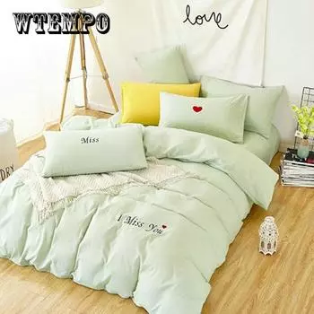 Осенне-зимнее постельное белье Постельное белье Одеяло длиной 1,5 метра 4 комплекта простого шлифования Набор из четырех предметов Twin 4PCS