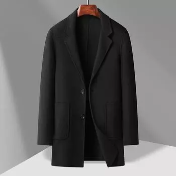Осенне-зимнее шерстяное двухстороннее шерстяное пальто, мужское утолщенное шерстяное пальто средней длины, мужская куртка M