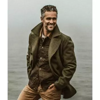 Осенне-зимнее шерстяное мужское пальто средней и длинной длины, двубортная куртка «Дракон и Феникс» S зелёный