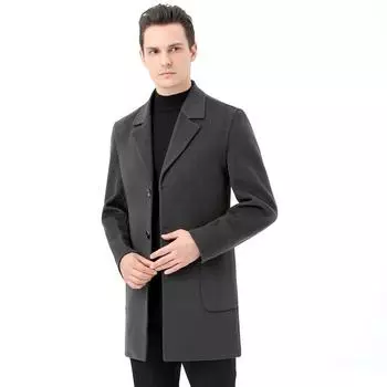 Осенне-зимнее шерстяное пальто мужское средней длины кашемировый костюм воротник повседневное деловое повседневное двухстороннее шерстяное пальто ветровка 170