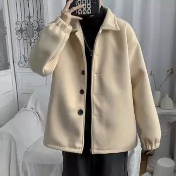 Осенне-зимнее шерстяное пальто мужское свободное повседневное пальто большого размера Tide брендовая универсальная ветровка средней длины теплая и удобная L