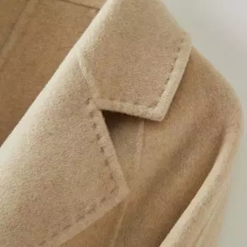 Осенне-зимнее шерстяное пальто женское длинное двухстороннее шерстяное пальто высокого качества большого размера свободная чистая шерсть S