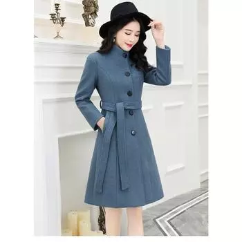 Осенне-зимнее шерстяное женское пальто с воротником-стойкой, пальто средней длины Longfengni Nizi M