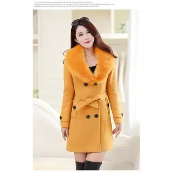 Осенне-зимнее шерстяное женское пальто с двубортным шерстяным пальто M
