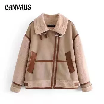 Осенне-зимнее сращивание мехового пальто Женское темпераментное меховое байкерское ветровка XS