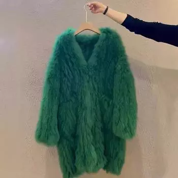 Осенне-зимнее среднее и длинное меховое пальто высокого класса, пальто в иностранном стиле для женщин S