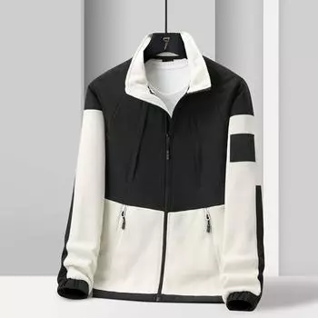 Осенне-зимнее теплое флисовое пальто для мужчин, ветрозащитное, удобное для отдыха на открытом воздухе, спортивное, повседневное флисовое пальто L белый