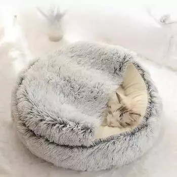 Осенне-зимнее теплое гнездо для кошек, полузакрытая лежанка для кошек, всесезонное универсальное покрытие, гнездо-ракушка для маленьких собак, зимние принадлежности для домашних животных 40CM