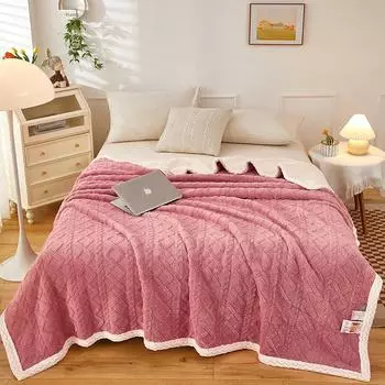 Осенне-зимнее теплое одеяло из молочного флиса Двустороннее флисовое одеяло Усиленное одеяло из овечьей шерсти Тафф Многоцелевое одеяло 70x100 зелёный