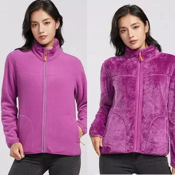 Осенне-зимнее теплое толстое флисовое пальто, женская двусторонняя куртка из кораллового флиса, ветровка, термокуртка, женская одежда, верхняя одежда M розовый