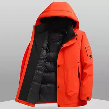 Осенне-зимнее теплое утепленное пальто из белого утиного пуха для людей среднего возраста и молодежи, защищающее от холода 170 чёрный