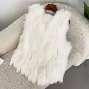 Осенне-зимнее теплое женское пальто из натурального меха, толстый жилет, женская куртка из натурального меха, уличная одежда One Size