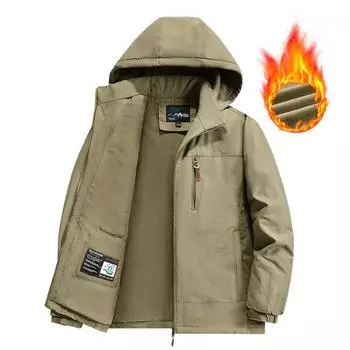 Осенне-зимнее толстое пальто, трехслойная ветрозащитная и водонепроницаемая штурмовая куртка для мужчин, отдыхающих на открытом воздухе, с флисовой курткой XXXXXL чёрный