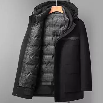 Осенне-зимнее утиное пуховое теплое однотонное трикотажное изделие с утолщенной подкладкой для молодежи средней и длинной длины 170