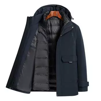 Осенне-зимнее утиное пуховое теплое пальто для людей среднего и пожилого возраста, три вида одежды, которые можно снять L