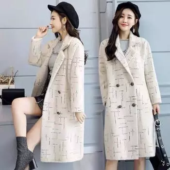 Осенне-зимнее утолщенное кожаное бархатное женское пальто средней длины модное женское пальто One Size чёрный