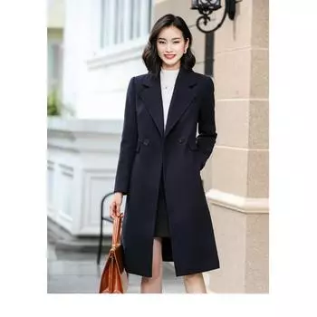 Осенне-зимнее утолщенное шерстяное женское пальто удлиненное пальто S