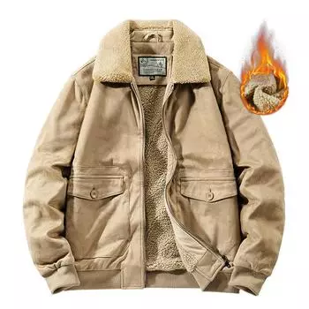 Осенне-зимнее замшевое хлопковое пальто, мужская рабочая одежда с лацканами, плюс бархатная куртка, молодежная свободная куртка в стиле ретро для мужчин M