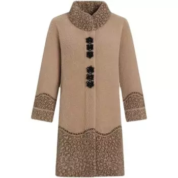 Осенне-зимнее женское флисовое пальто из норки большого размера, трикотажное флисовое пальто средней длины с принтом, плотное пальто L верблюд