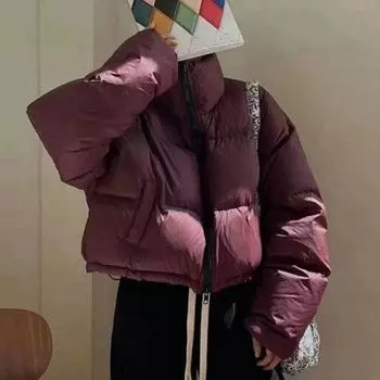 Осенне-зимнее женское хлопковое пальто с воротником-стойкой и защитой шеи с длинным рукавом, ветрозащитное, термостойкое, с толстой подкладкой, гладкая застежка-молния, мягкая женская куртка 2XL чёрный