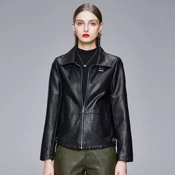 Осенне-зимнее женское новое корейское кожаное пальто, женское пальто из искусственной кожи, женская кожаная куртка, свободная мода 4XL