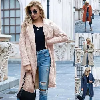 Осенне-зимнее женское однотонное пальто средней длины из овечьей шерсти, свободное повседневное пальто 2XL армия зеленый