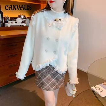 Осенне-зимнее женское пальто из искусственной норки, вязаный кардиган, куртка, кружевной свитер, модная женская одежда One Size белый