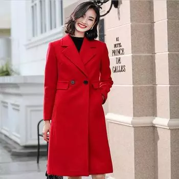 Осенне-зимнее женское пальто из утолщенной шерсти, новый продукт, удлиненное многоцветное пальто 3XL