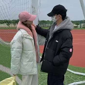 Осенне-зимнее женское пальто, поддельное двухкомпонентное с капюшоном, свободное хлопковое пальто, утолщенная теплая куртка для пары S чёрный